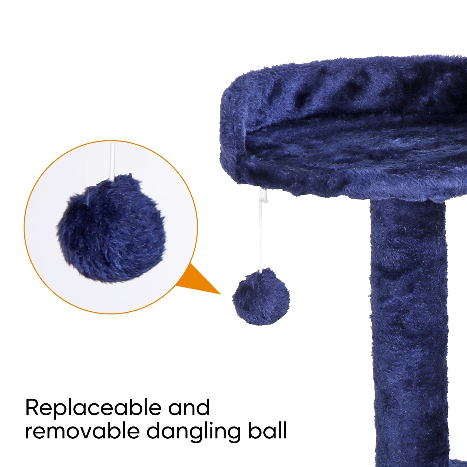 Favory Cat Tower Multi-Level Durable Cat Scratching Post & Cozy Fun Cat Jumping Platform Space Saving Cat Condo Pet Play House for Indoor Cats,55",Blue