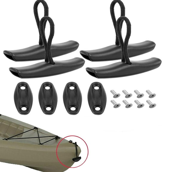 Tutuviw 4Set Kayak Pull Handle Kit,Kayak Carry Pull Handle with Cord and Pad Eyes Screws,Kayak Handles,Canoe Carry Handles Replacement for Canoe,Kayaking Accessories,Use Easy Installation