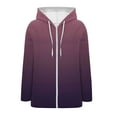 thumbnail image 4 of Fanxing Women's Zip Up Hoodies Gradient Drawstring Hooded Swaetshirts Oversized Fleece Fall Jacket Coat with Pocket Pink 2XL, 4 of 4