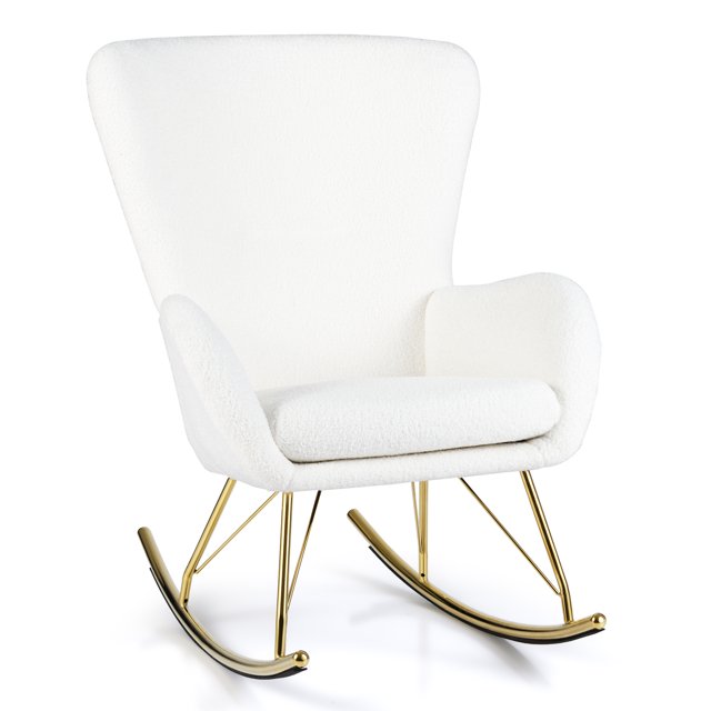 Gymax Nursery Rocking Chair w/ Curved Backrest & Armrests Detachable Seat Cushion