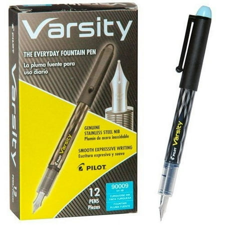 2 Dozen (Total 24) Pilot Varsity Disposable Fountain Pen, Turquoise Ink (90009)