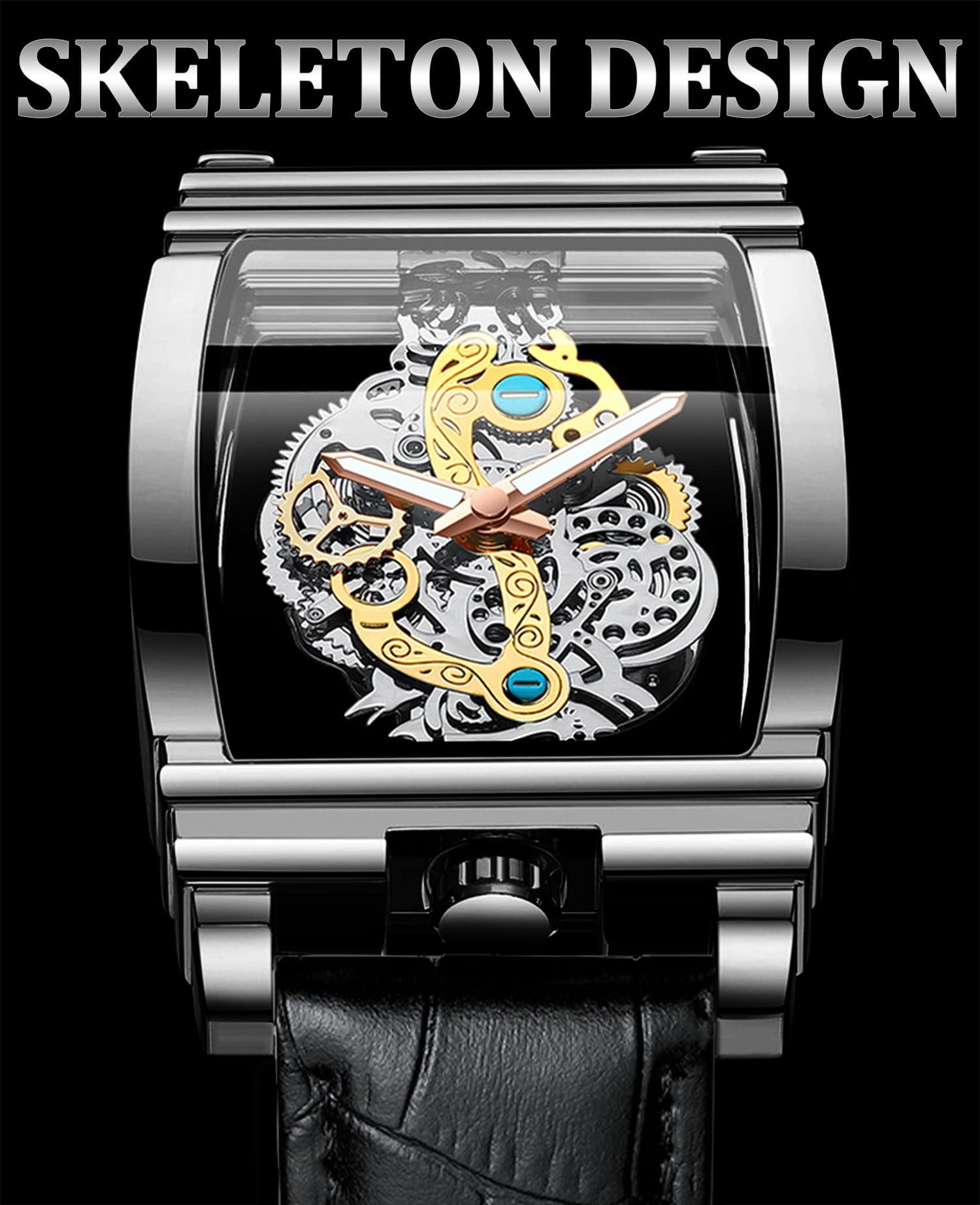 Skeleton Watch for Men - Leather, 30M Water Resistant, Luminous Markers | Stylish Business Watch