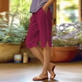 thumbnail image 2 of Shorts For Women Women's Fashionable Casual Slit With Pocket Cotton And Linen Large Size Loose Shorts, 2 of 5