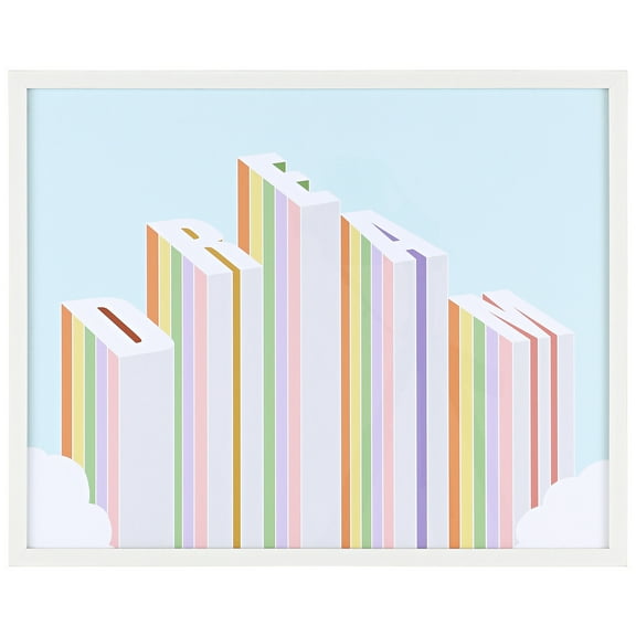 SAFAVIEH Rainbow Aspirations 20 in. x 16 in. Framed Wall Art, Sky Blue/Pink