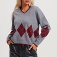 thumbnail image 2 of Erwazi Sweaters Women's Color Block Fall Winter V Neck Long Sleeve Warm Soft Knitted Pullover, 2 of 7