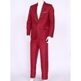 thumbnail image 5 of Yartina Men's Classic Slim Fit Business Tuxedo Outfits Notched Lapel Blazer Vest Trouser Wedding Burgundy XXL, 5 of 7