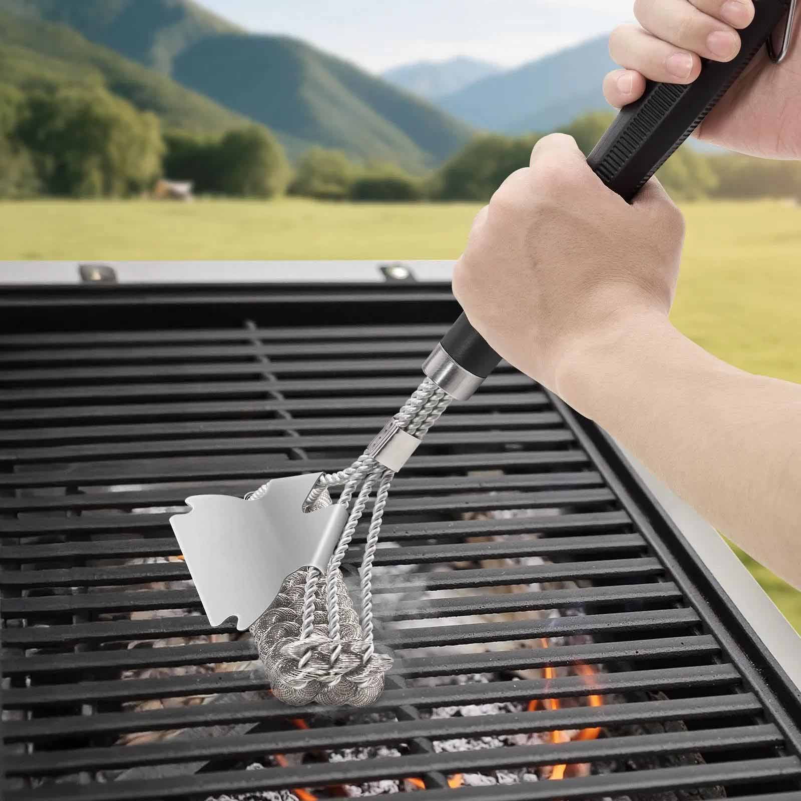 BBQ Grill Brush and Scraper Stainless Steel Bristle Free Grill Cleaner