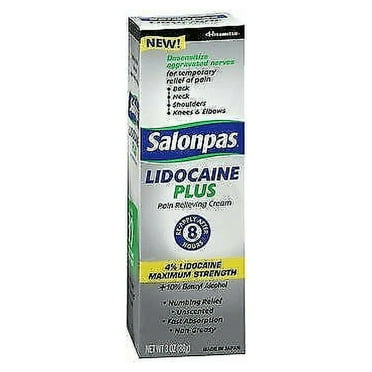Salonpas Lidocaine Plus Maximum Strength Pain Relieving Cream, 3oz, 6-Pack