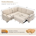 thumbnail image 2 of 81" Modular Sectional Sofa, Corduroy Pull Out Couch Bed Sleeper Sofa Bed with Storage Seat, Cup Holders & USB/Type-C Ports, V Shaped Sectional Couch for Home Living Room (Beige), 2 of 7