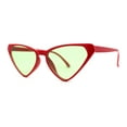 thumbnail image 2 of Womens Hippie Thin Plastic Goth Mod Cat Eye Sunglasses Red Green, 2 of 4