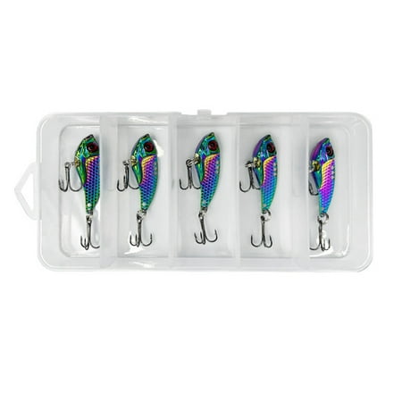 Yucurem 5 Pcs Vib Fishing Lure Long Casting Artificial Hard Bait Swimbait for Bass (5g)