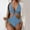 Blue, variant on Generic Women's One Piece Swimsuit Deep V Neck Metal U Ring Linked Swimwear Sexy Cut Out High Waisted Bathing Suit