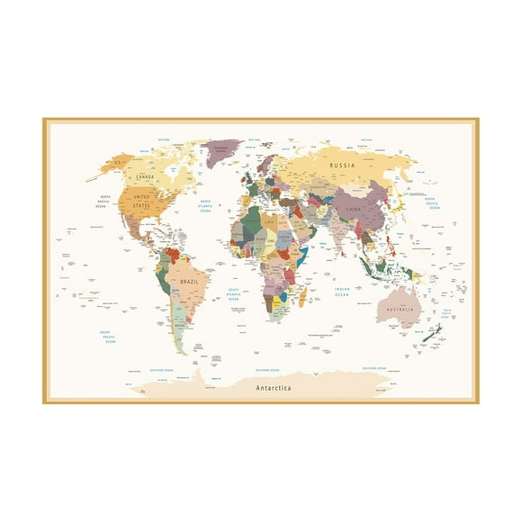 WCIC 88X59 Large World Maps Poster for Home Office School Décor Kids Study