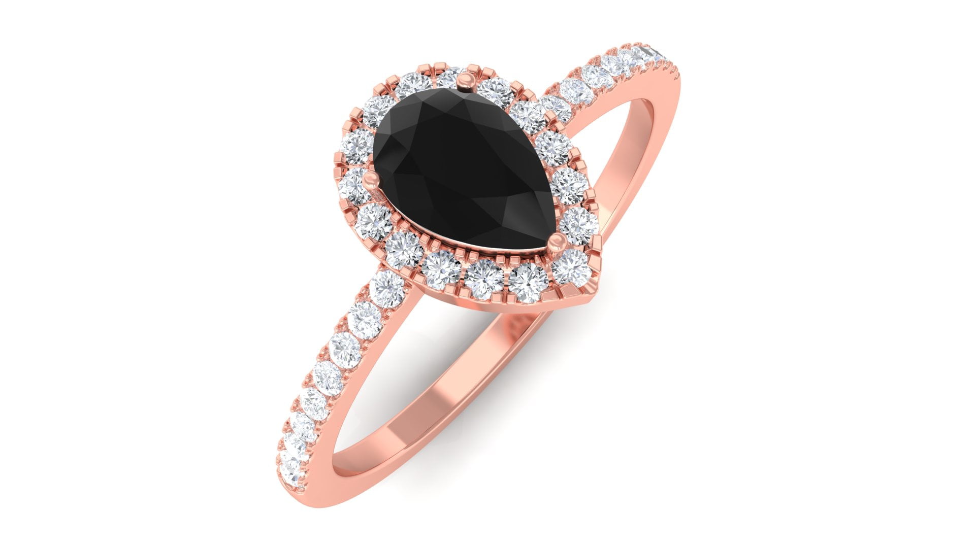 Natural black spinel ring pear cut twist ring sterling silver engagement ring for women