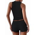 thumbnail image 4 of Women'S Y2K Yoga Slim Fit Tank Top and Shorts 2 Piece Workout Set Athletic Gym Outfit Black XL, 4 of 8
