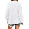 thumbnail image 2 of Womens Hollow Out Fall Tops V Neck Long Sleeve Blouses Ruffle Sleeve Tunic Lace Shirts For Women Cogild, 2 of 3