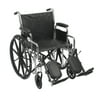 Drive Medical Chrome Sport Wheelchair, Detachable Desk Arms, Elevating Leg Rests, 20" Seat
