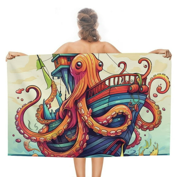 Colorful Octopus Microfiber Lightweight Beach Towel Quick Dry Absorbent Thin Towels for Swimming Pool Camping Beach Easy for Vacation Essentials