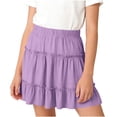 thumbnail image 2 of NAISIBABY Girls Tiered Skirt, High Rise Casual Flowy A-Line Ruffles Summer Pleatd Mini Skirt Purple Size 10-12, 2 of 6