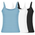 thumbnail image 5 of QUINDOS Tank Tops for Women Athletic Summer 3 Pack Ribbed Camisoles for Women Crew Neck Multi Pack Gym Sleeveless Spaghetti Strap Cami Tops Slim Fitted Solid Color Undershirts, 5 of 6