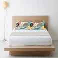 thumbnail image 6 of Yayeee Pillowcase Standard Size Set of 2 Satin Wrinkle Resistant Pillow Case, Blue Retro Print, 6 of 7