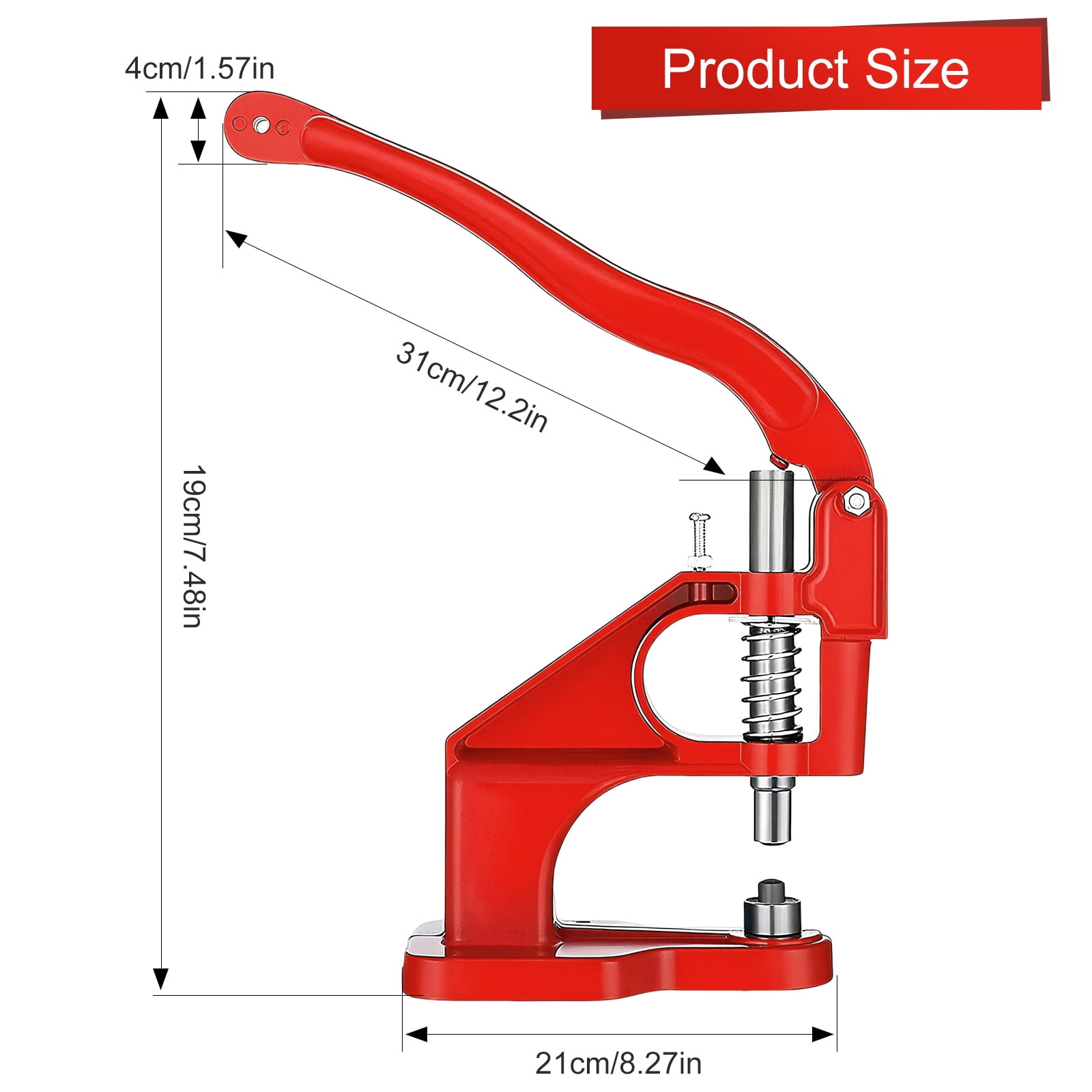 3000pcs Hand Press Grommet Machine, Heavy Duty Eyelet Grommet Machine Punch Tool Kit with Dies, Grommets, and Hammer for Snap Buttons, Rivets, Eyelets, and Pearls (Red)