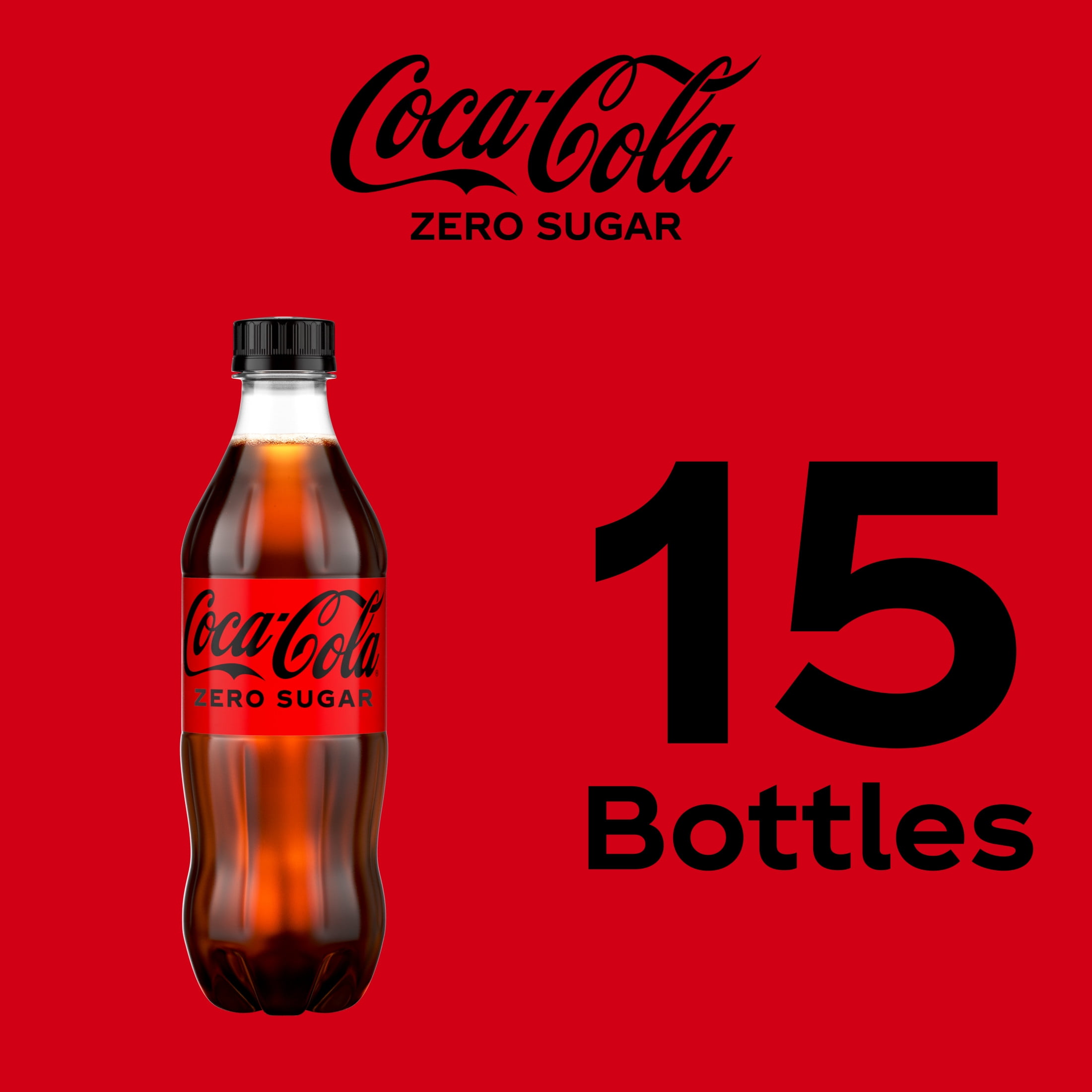 Coca-Cola Zero Sugar Soda Pop Bottles, 16.9 fl oz, 15 Pack