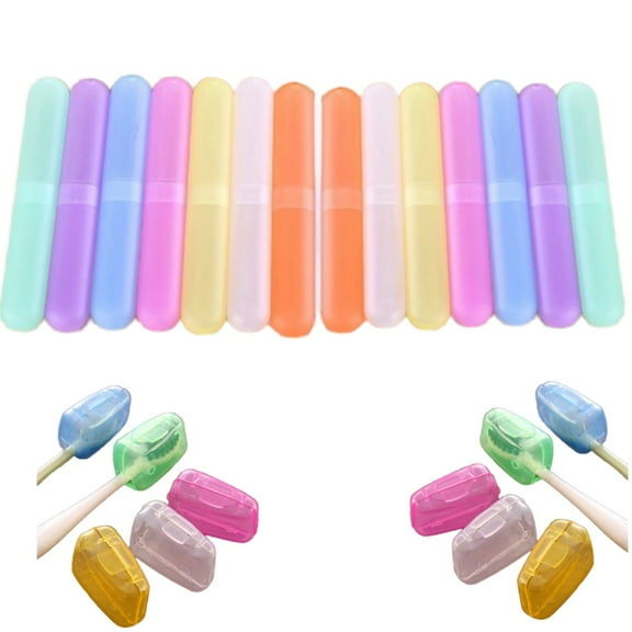 10 Toothbrush Head Covers and Portable Toothbrush Case Holder Pack of 14 for Travel and Outdoor Use