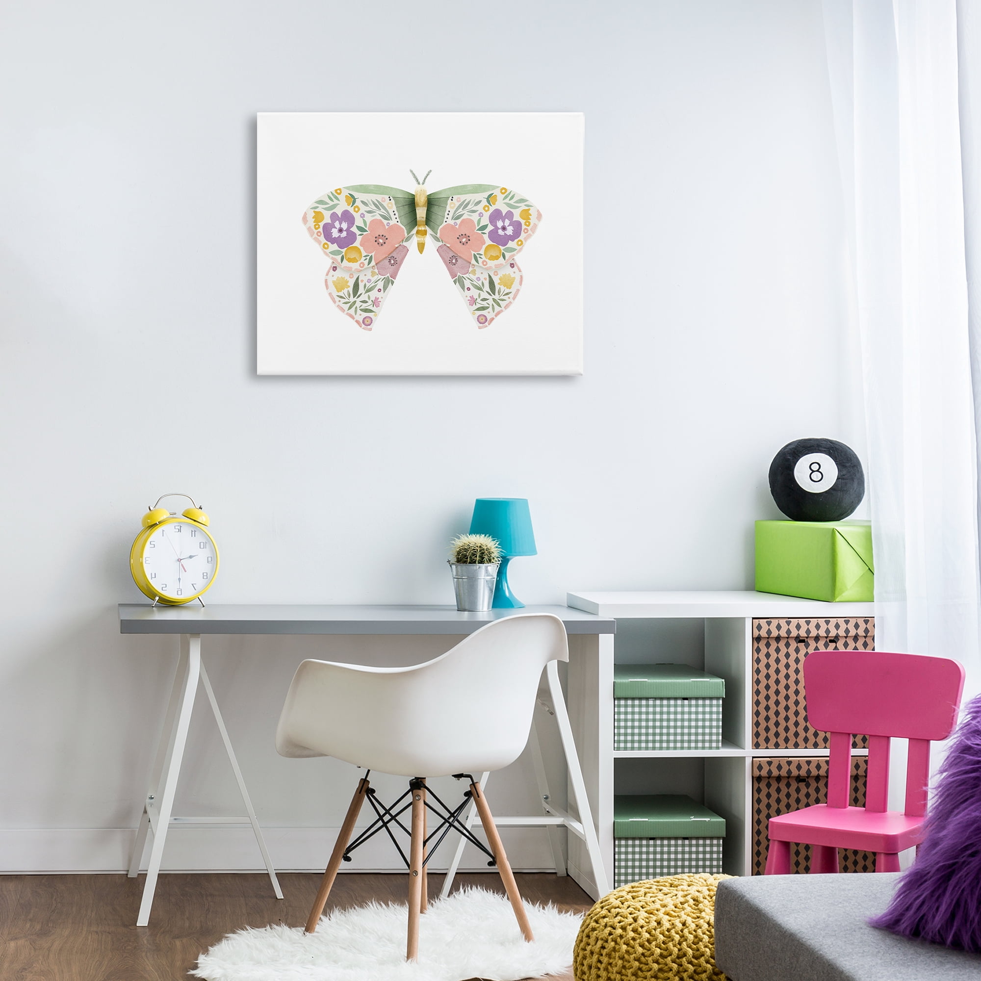 Stupell Industries Marigold Floral Moth Insects Painting Wrapped Canvas Art Print Wall Art, 30 x 24
