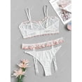 thumbnail image 2 of Conjunto de Bralette de Malla de Bordado Floral de Talla Grande Rosegal  Lencería de talla grande, 2 of 5