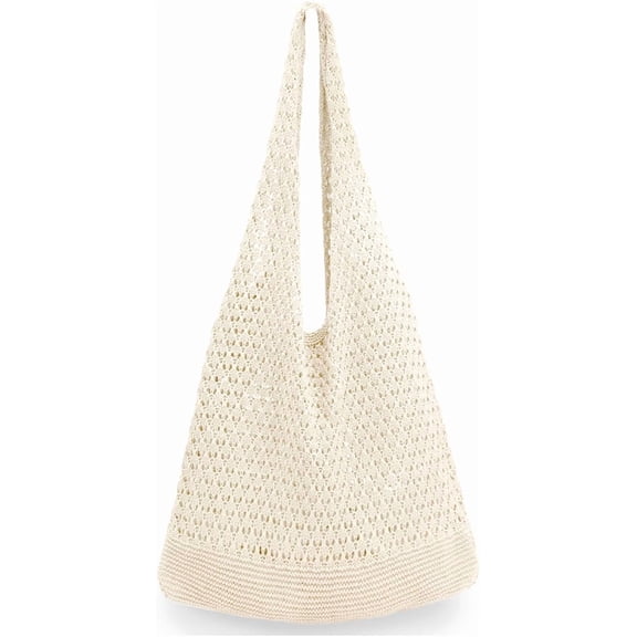 Mesh Beach Bag- Large Crochet Tote for Vacation, Sandproof Summer Pool Bag, Aesthetic Hippie Travel Essentials for Women