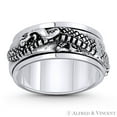 thumbnail image 3 of Chinese Dragon Shenlong Feng Shui Good Luck Charm Spinning Ring in Oxidized .925 Sterling Silver, 3 of 3