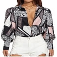 thumbnail image 1 of EIMELI Chemise Rétro à Manches Évêque pour Femmes Printemps Automne Bureau Dame Couleur Unie/imprimé Léopard Col à Revers Manches Longues Boutonnée Verte S, 1 of 8