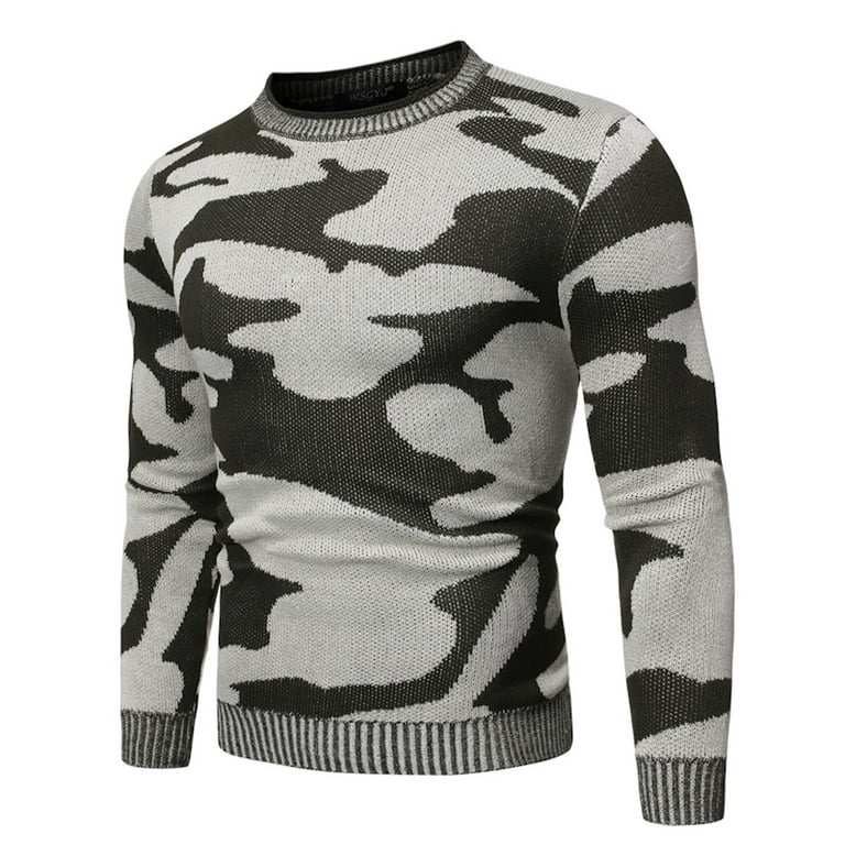 Cable Knit Sweater Men Men's Fashion Casual Large Camouflage