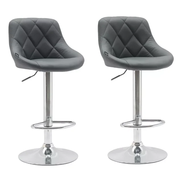 Set 2 Bancos Giratorios con Respaldo Alto Barra Desayunador Cocina color Gris