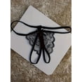 thumbnail image 3 of Tangas de encaje floral, bragas transparentes con entrepierna abierta y ribete festoneado, lencería y ropa interior sexy para mujer, 3 of 5