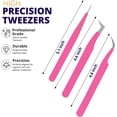 thumbnail image 3 of SIVOTE Pinces à Cils pour Extensions de Cils pour Volume, Isolation & Cils Classiques, Lot de 6, Noir & Rose, 3 of 5