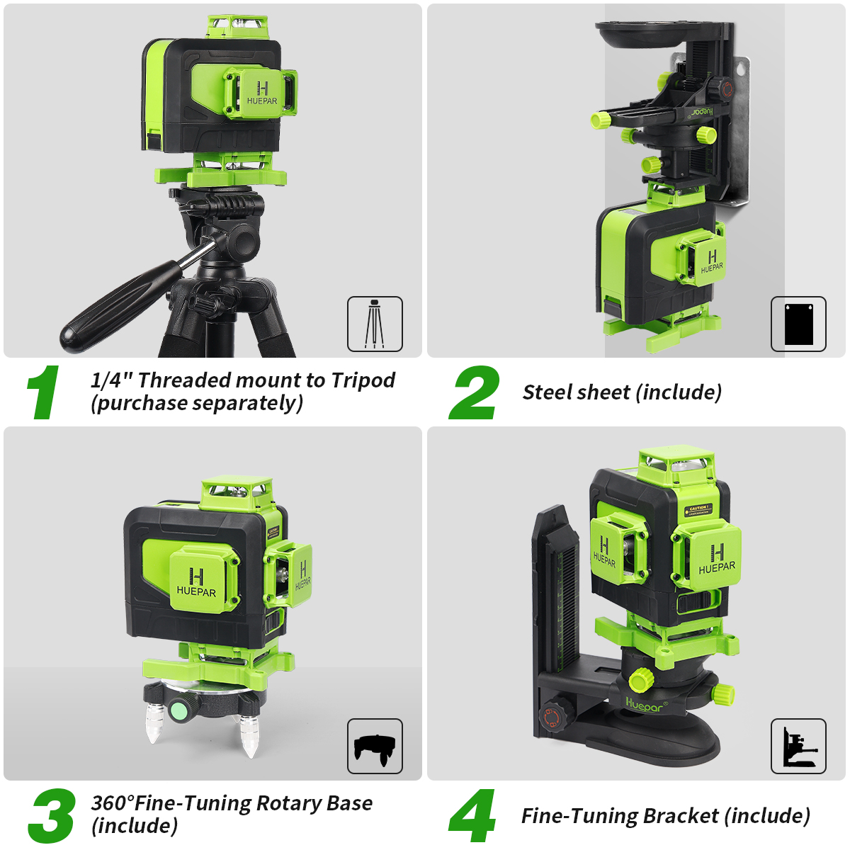 Huepar 4D Self-Leveling Green Laser Level with Remote Control photo 7
