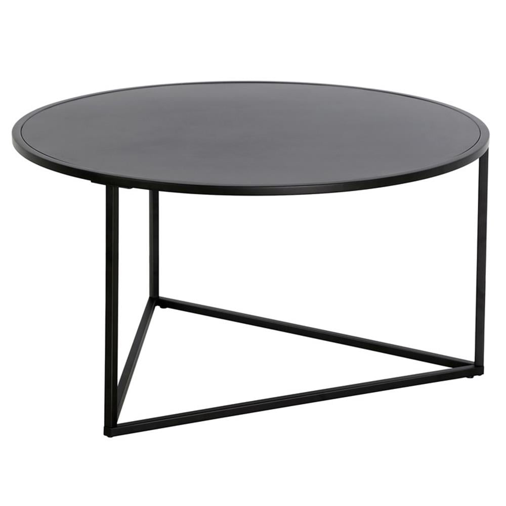 Evelyn&Zoe Jenson 33" Wide Round Coffee Table with Metal Top, Blackened Bronze
