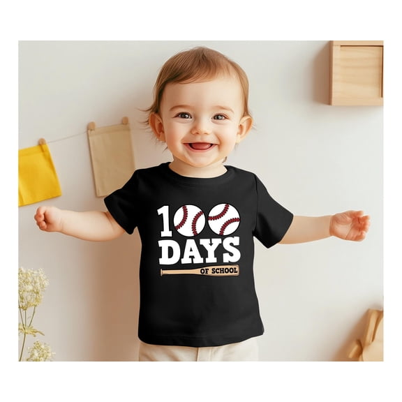 100 Days Of School Baseball Shirt, Boys 100Th Day School, Baseball Toddler Boys Tee, Kids School Baseball Outfit, Baseball Mom Gift For Son TODDLER SHORT SLEEVE TEE BELLA CANVAS 3001T