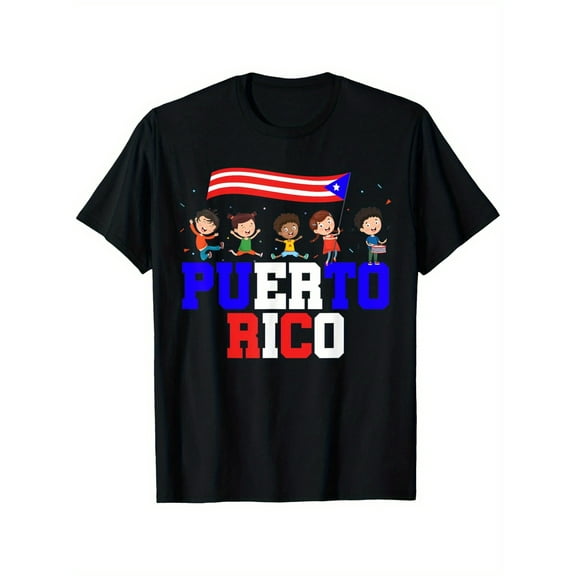 Puerto Rico Puerto Rican Flag Boricua Boys Girls Hispanic Heritage T-Shirt Fine 100% Cotton Round Neck T-shirt Creative Cool Color Pattern Printing 180g Fabric weight Regular Size S-XXXL T-Shirts