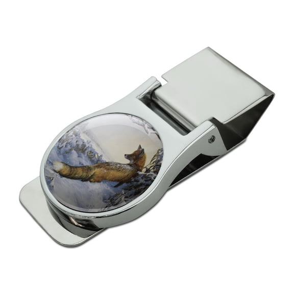Fox Tail End of the Storm Satin Chrome Plated Metal Money Clip