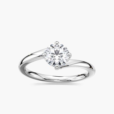 1ct-2.5ct Solitaire CVD Lab Grown Diamond Engagement Ring in 18K White Gold