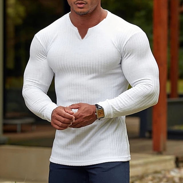 pstuiky camisas de manga larga para hombre, Camisas casuales de moda para hombre - Cuello alto, manga larga top de hombre xl