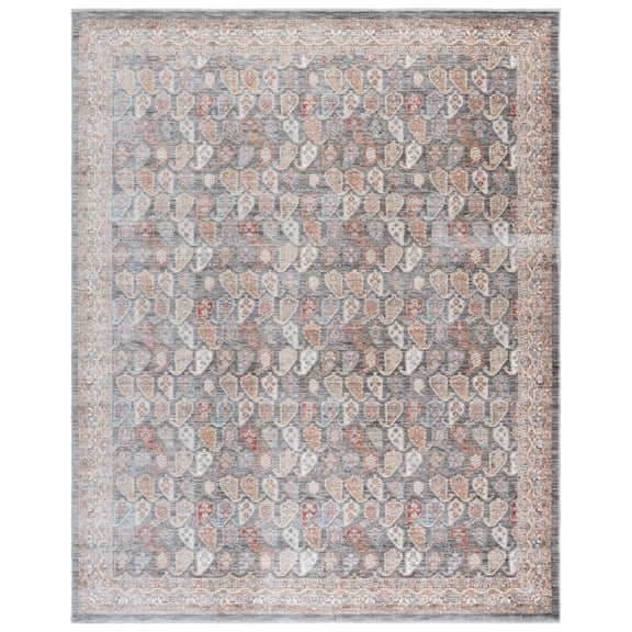 SAFAVIEH Paisley Donna Geometric Area Rug, Dark Grey/Rust, 8' x 10'