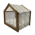 thumbnail image 2 of Garden Art Pet House, Retro Scroll Style Pattern with Pink Bindweed Blossoms and Dark Green Leaves, Outdoor & Indoor Portable Dog Kennel with Pillow and Cover, 5 Sizes, Multicolor, by Ambesonne, 2 of 5