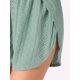 thumbnail image 5 of Pijamas de descanso para mujeres INSPIRE CHIC, con blusas de manga larga con corte y pantalones cortos con abertura, conjuntos XS en verde, 5 of 5