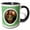 Black/White, variant on 3drose, Dwynwen the Patron Saint of Lovers Cut Out Green Background, 11oz Two-tone Green Mug