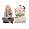 thumbnail image 3 of Joyfy 3 Pcs Santa Burlap Sack Christmas Canvas Gift Bags with Drawstring 26" x 19" for Large Xmas Package Storage, Event Party Supplies, Christmas Party Favors, 3 of 8