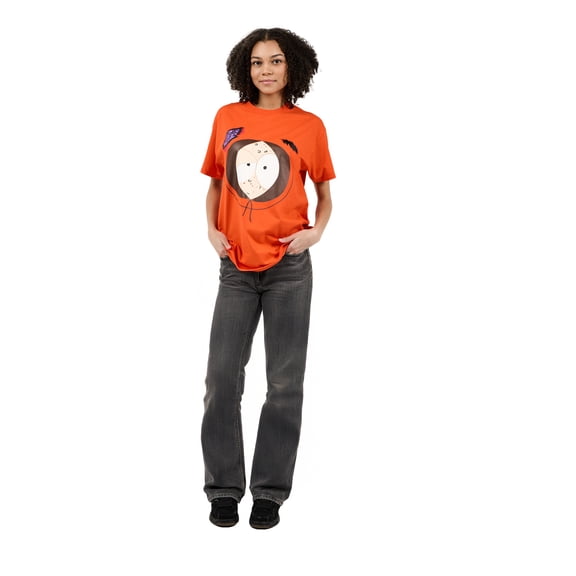 South Park Dead Kenny Big Face Adult Orange Crew Neck Short Sleeve T-shirt-Medium